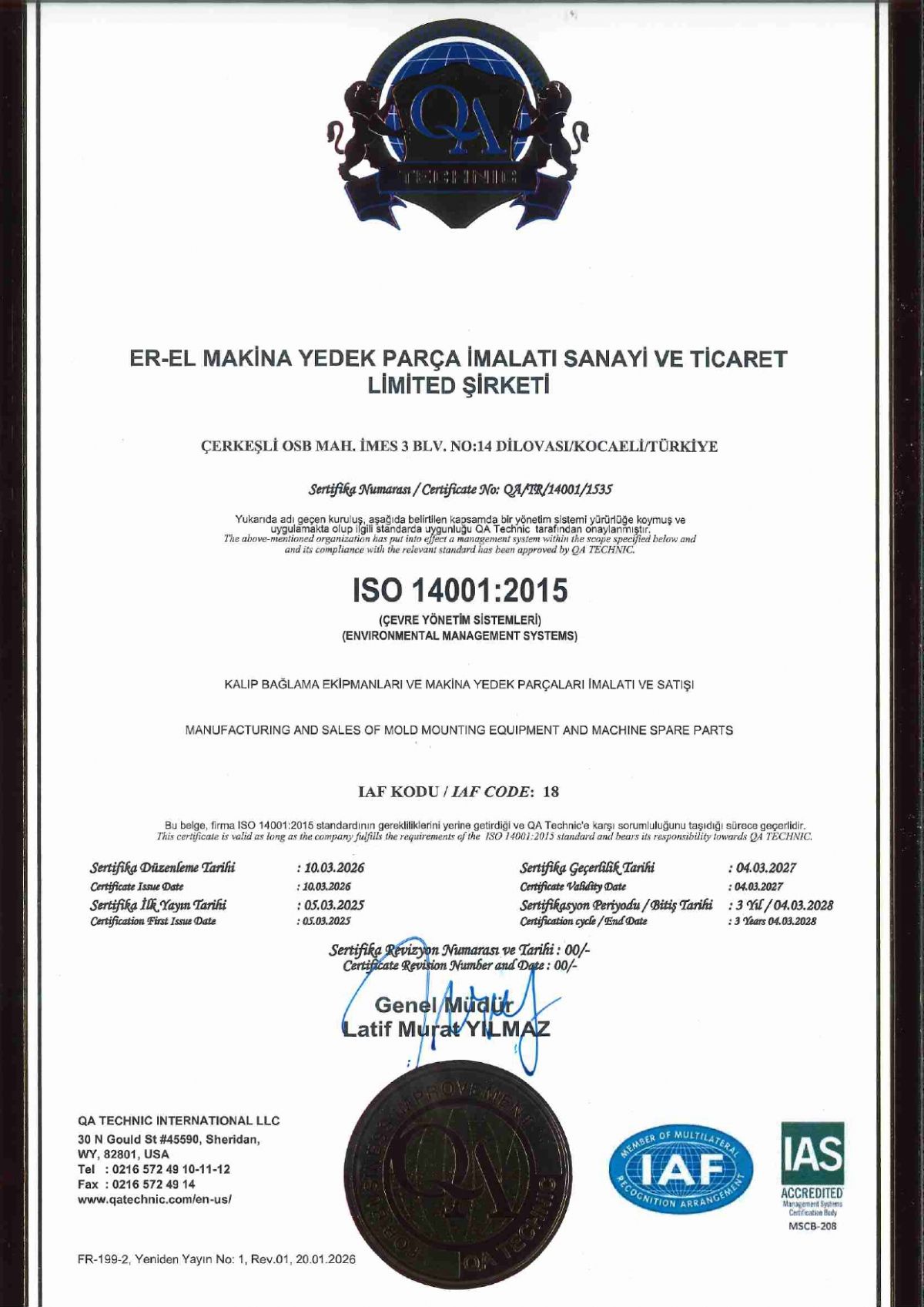 ISO 14001:2015 Environmental Management System