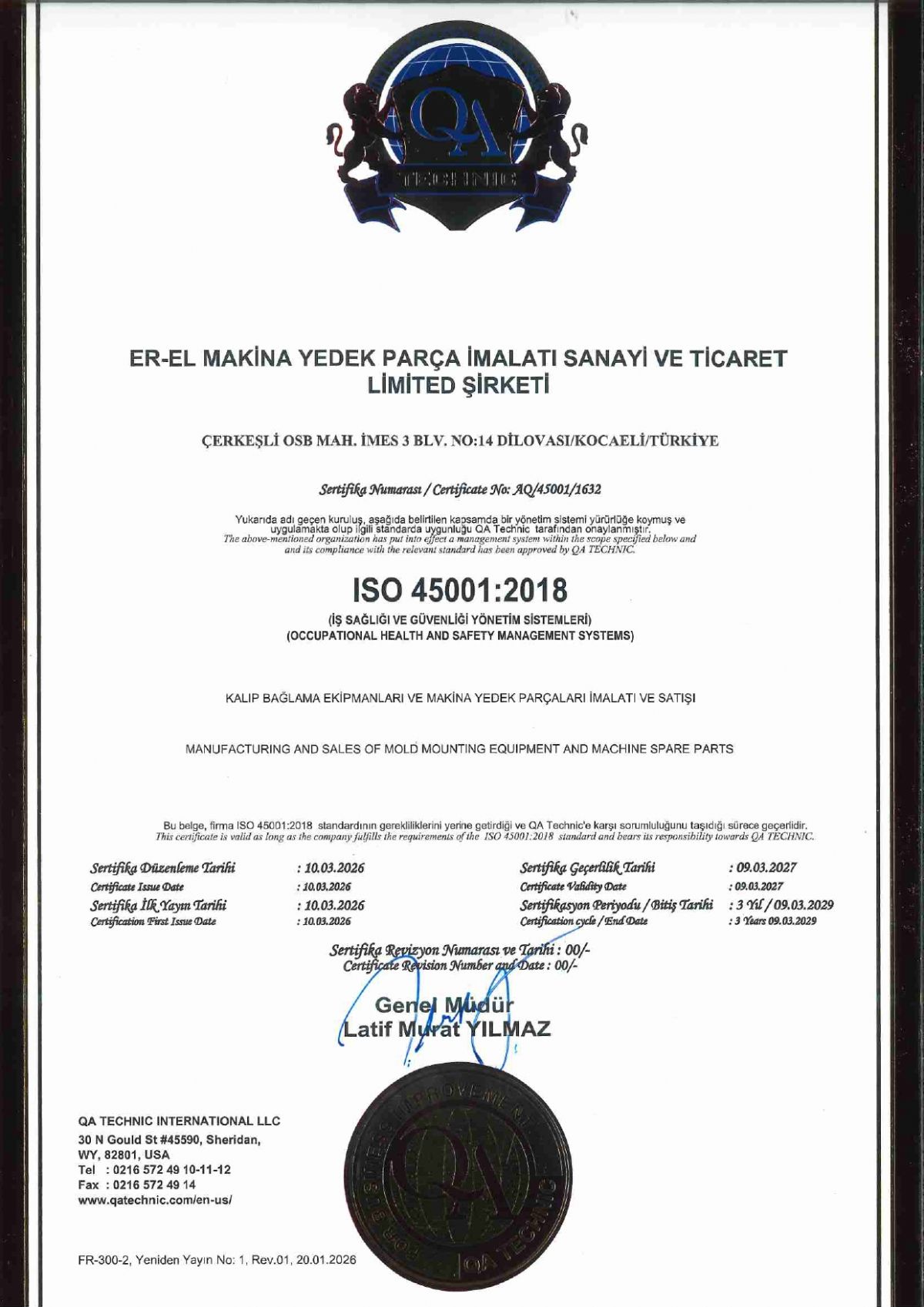 ISO 45001:2018 Occupational Health and Safety Management System